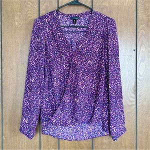 Aqua Speckled Crossover Blouse